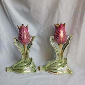 Vintage Art Deco Kass Pottery Tulip Vases Set of Two